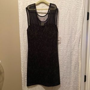 Free People Black Combo Metallic Stretch Sheath Silhouette